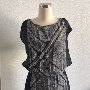 Ella Moss long silk black white dress sz-Xs